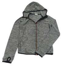 Šedo-černá melírovaná propínací sportovní mikina s kapucí H&M