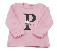 Růžová teplá mikina s písmenkem a nápisem a korunkou 