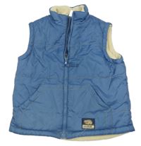 Modrá prošívaná šusťáková zateplená vesta s nášivkou Topolino