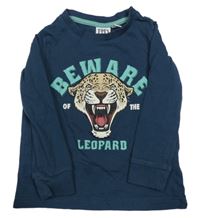 Tmavopetrolejové pyžamové triko s leopardem a nápisy L&D