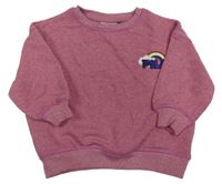 Starorůžová melírovaná oversize mikina s logem a duhou a obláčkem FILA