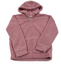 Starorůžová huňatá mikina s kapsou a kapucí Matalan