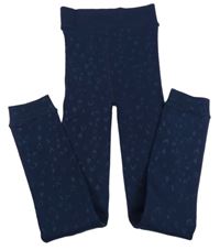 Tmavomodré thermo punčochové legíny se srdíčky