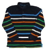 Tmavomodro-barevná pruhovaná mikina s límečkem M&S