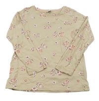 Béžové triko s kytičkami dopodopo