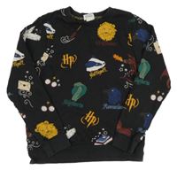 Černá mikina se zvířaty - logy - Harry Potter H&M