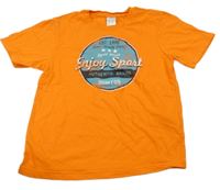 Oranžové funkční tričko se znakem s nápisy Domyos