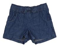 Modré lehké paper bag riflové kraťasy s mašlí Y.F.K.