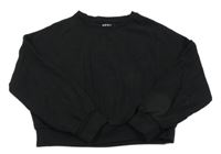 Černá žebrovaná oversize crop mikina Next