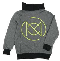 Antracitovo-černá mikina s potiskem a komínovým límcem YIGGA