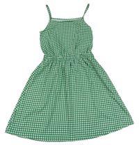 Tmavozeleno-bílé kostkované letní šaty OVS