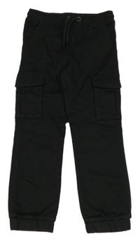 Černé cargo cuff kalhoty Tu