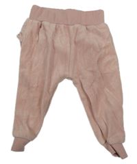 Světlerůžové sametové tepláky s volánkem ZEEMAN