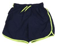Tmavomodro-neonově zelené plážové kraťasy H&M