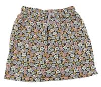 Černo-barevná květovaná sukně H&M