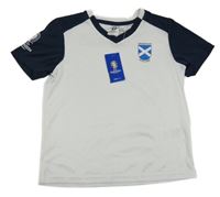 Nové - bílo-tmavomodré sportovní fotbalové tričko Scotland