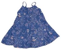 Tmavomodré květované lehké šaty E-Vie