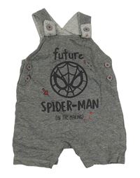 Šedé pruhované teplákové laclové kraťasy se Spidermanem George