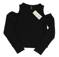Černé crop triko s průstřihy New Look