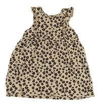 Béžové bavlněné šaty s leopardím vzorem a volánky H&M