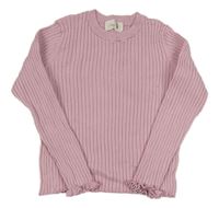 Růžový žebrovaný svetr H&M