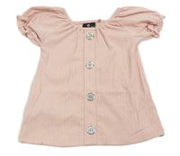 Růžové žebrované tričko s knoflíky Firetrap