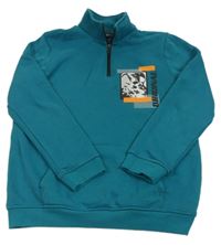 Tmavozelená mikina s potiskem Primark