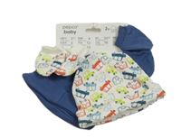 Nové - 4set - Bílá bavlněná čepice s auty + tmavomodrá + 2x rukavičky Pep&Co