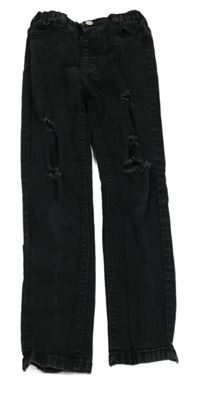 Černé skinny rifle s dírami Shein