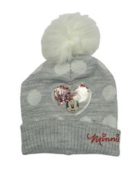 Šedá melírovaná třpytivá čepice se srdíčky a Minnie Primark