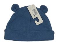 Nové - Tmavomodrá žebrovaná čepice s oušky Next