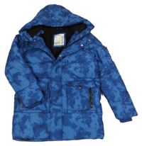 Modrá batikovaná šusťáková zimní bunda s kapucí M&S