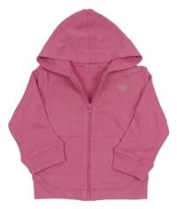 Tmavorůžová propínací mikina s motýlem z kamínků a kapucí Cherokee