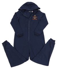 Tmavomodrá fleecová kombinéza s kotvou a kapucí Pepperts