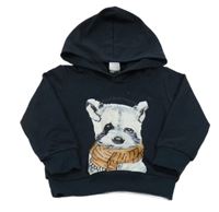 Černá mikina s liškou a kapucí