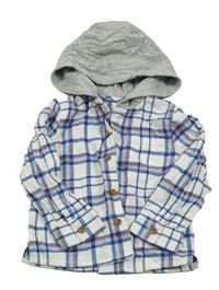 Bílo-modro-červená kostkovaná košile s kapucí M&S