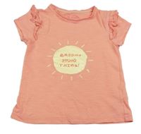 Korálové tričko se sluncem a volánky F&F