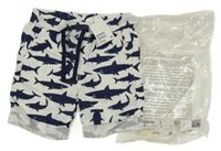 Nové - Bílé plátěné kraťasy se žraloky H&M