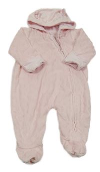 Růžová minky podšitá kombinéza s kapucí