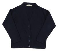 Tmavomodrý vlněný propínací svetr M&S