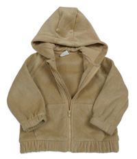 Hnědá žebrovaná sametová propínací mikina s kapucí F&F