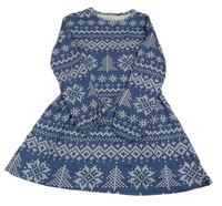 Tmavomodré bavlněné šaty se srdíčky Tex