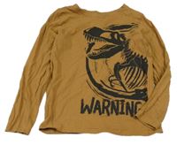 Hnědé triko s kostrou dinosaura Dopodopo