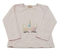Světlerůžové triko s jednorožcem Caramelo