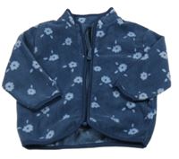 Tmavomodrá květovaná fleecová propínací mikina Dunnes