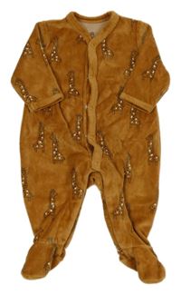 Hnědý sametový overal s žirafami La Redoute