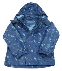 Tmavomodrá šusťáková jarní bunda s vesmírem a kapucí Pocopiano