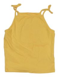 Žlutý žebrovaný crop top George