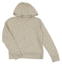 Béžová melírovaná mikina s duhami a kapucí Yigga