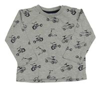 Šedé melírované triko s dopravními prostředky Topomini